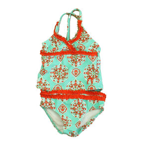 Cabanalife Girls Turquoise | Coral 2-piece Swimsuit size: 6-12 Months